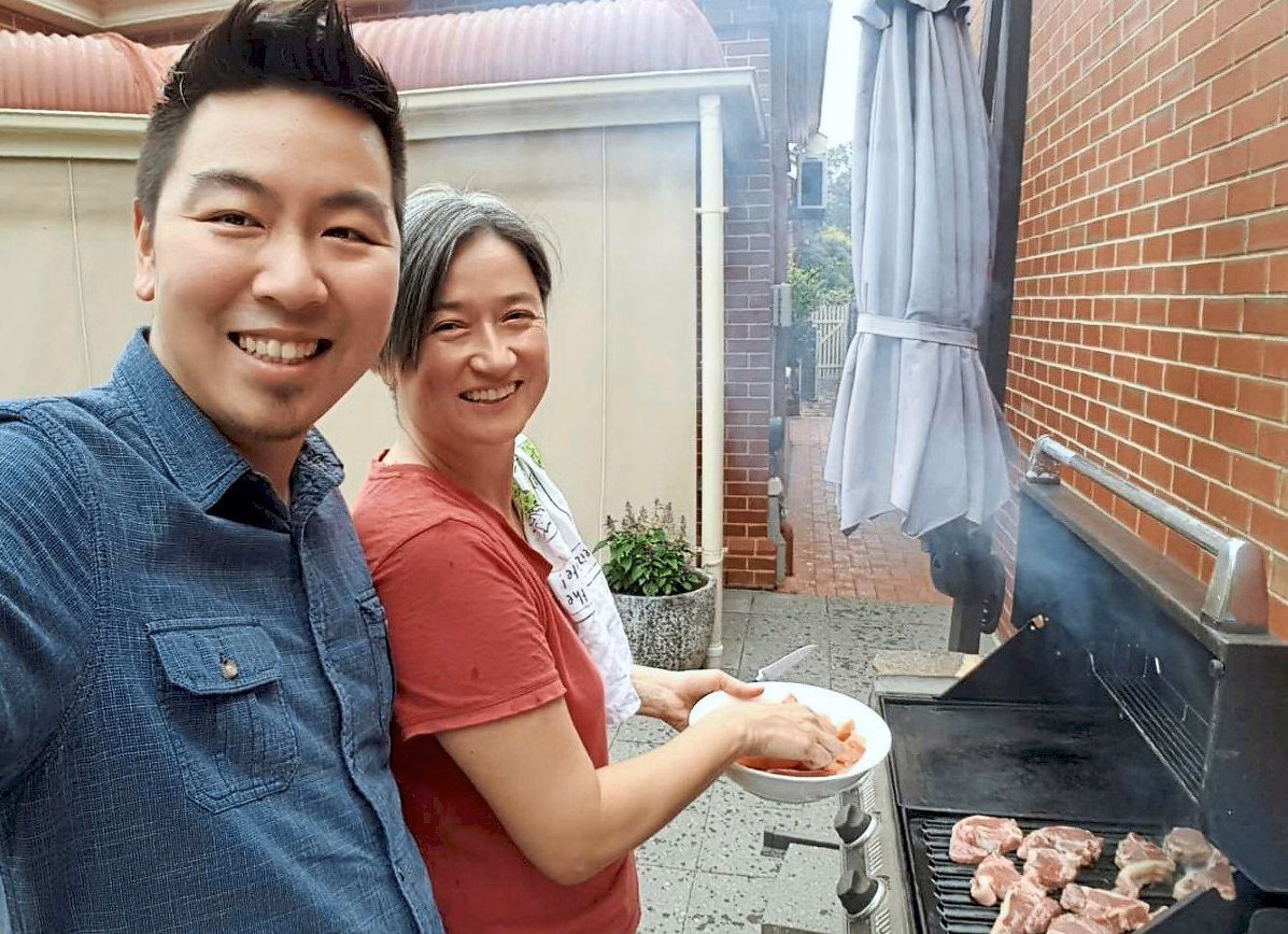 Penny Wong and James during a family barbeque (Picture courtesy of James Wong)